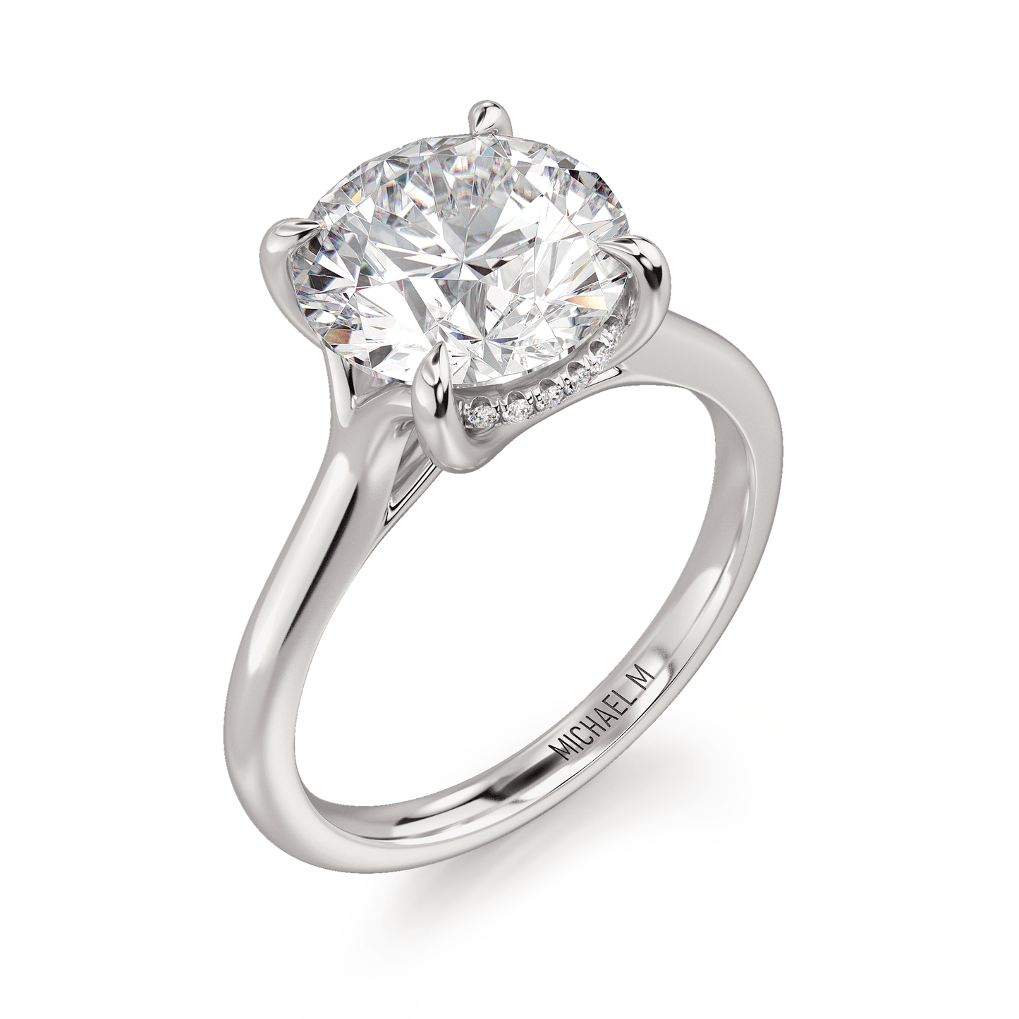 MICHAEL M Engagement Rings 18K White Gold Crown R828-3 Round R828-3-RD-WG