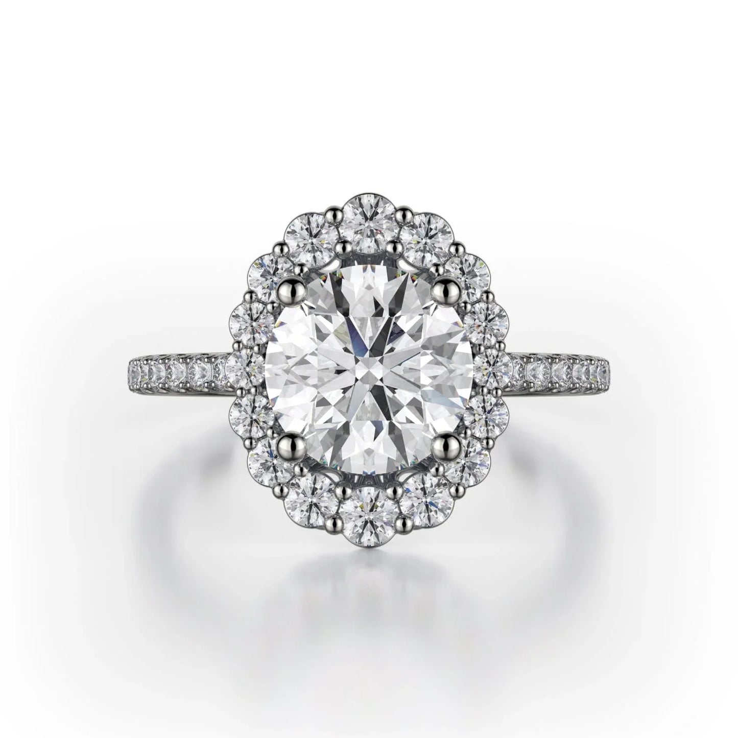 MICHAEL M Engagement Rings 18K White Gold DEFINED R739 Brilliant Round with a Graduated Halo R739-1.5WG