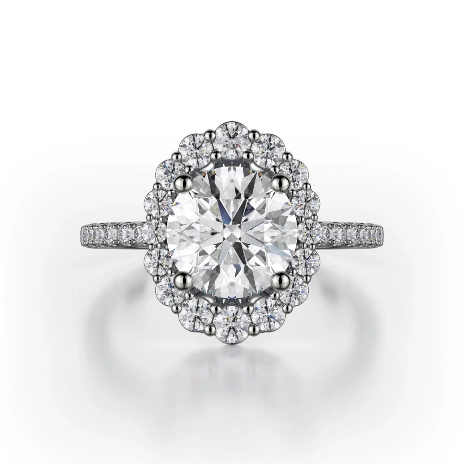 MICHAEL M Engagement Rings 18K White Gold DEFINED R739 Brilliant Round with a Graduated Halo R739-1.5WG