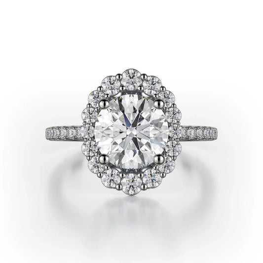 MICHAEL M Engagement Rings 18K White Gold DEFINED R739 Brilliant Round with a Graduated Halo R739-1.5WG