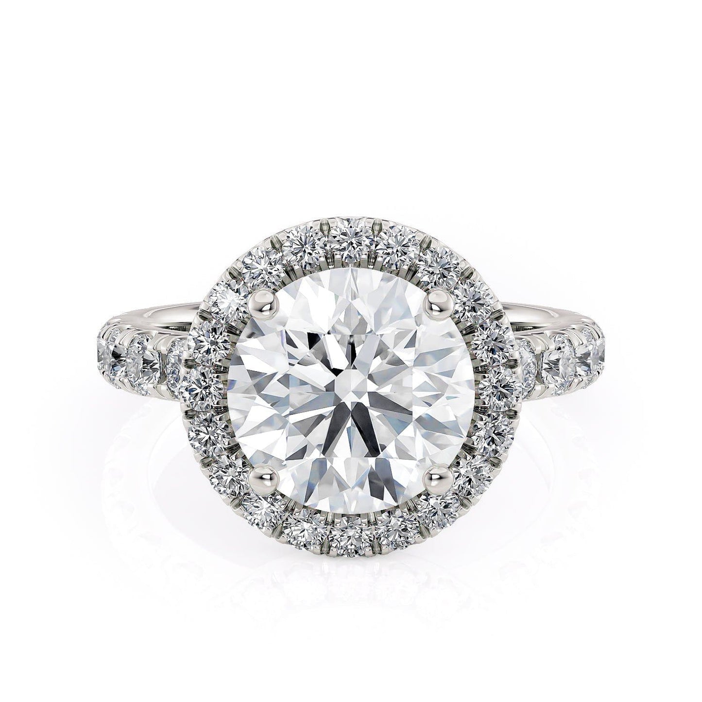 MICHAEL M Engagement Rings 18K White Gold Europa R320L-3 Round R320L-3WG