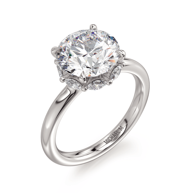 MICHAEL M Engagement Rings 18K White Gold Monarch R836-3 Round R836-3-RD-WG