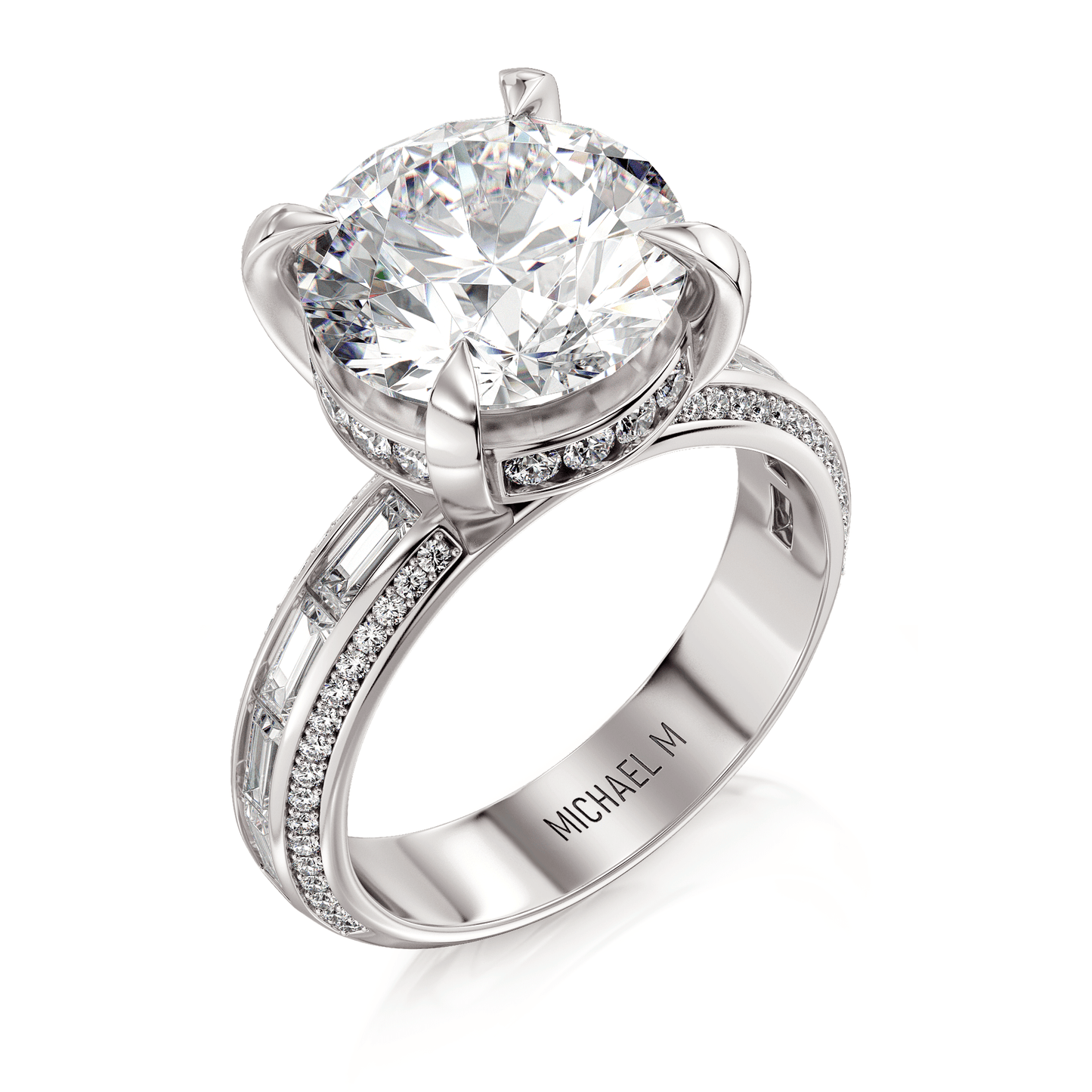 MICHAEL M Engagement Rings 18K White Gold Montage R835-4 Round