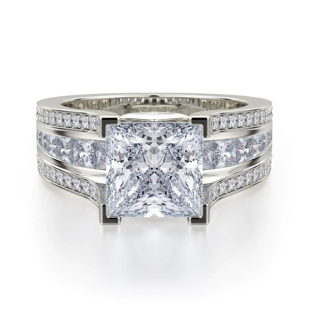 MICHAEL M Engagement Rings 18K White Gold Princess R465-2 R465-2WG
