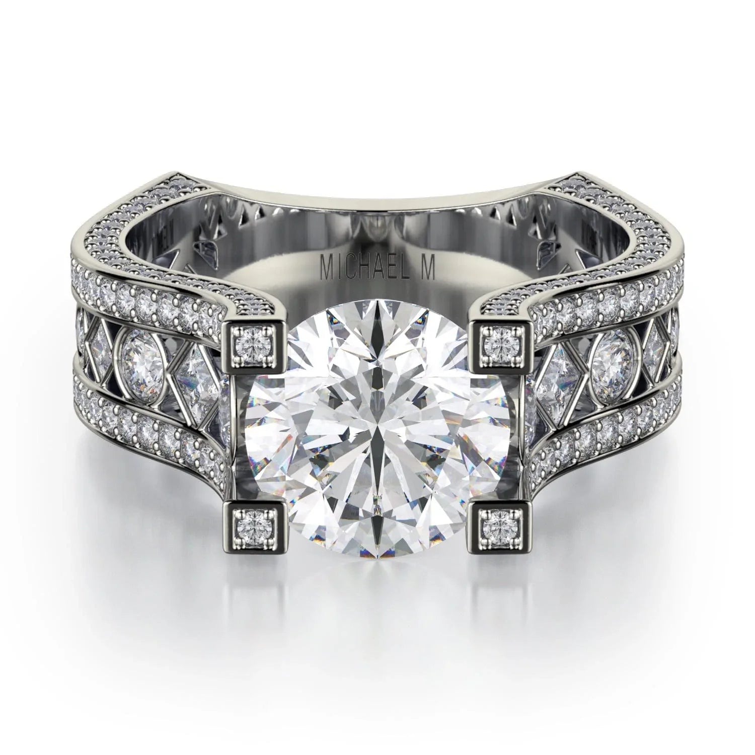 MICHAEL M Engagement Rings 18K White Gold Strada R421-2 R421-2WG