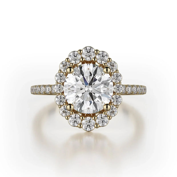 MICHAEL M Engagement Rings 18K Yellow Gold DEFINED R739 Brilliant Round with a Graduated Halo R739-1.5YG