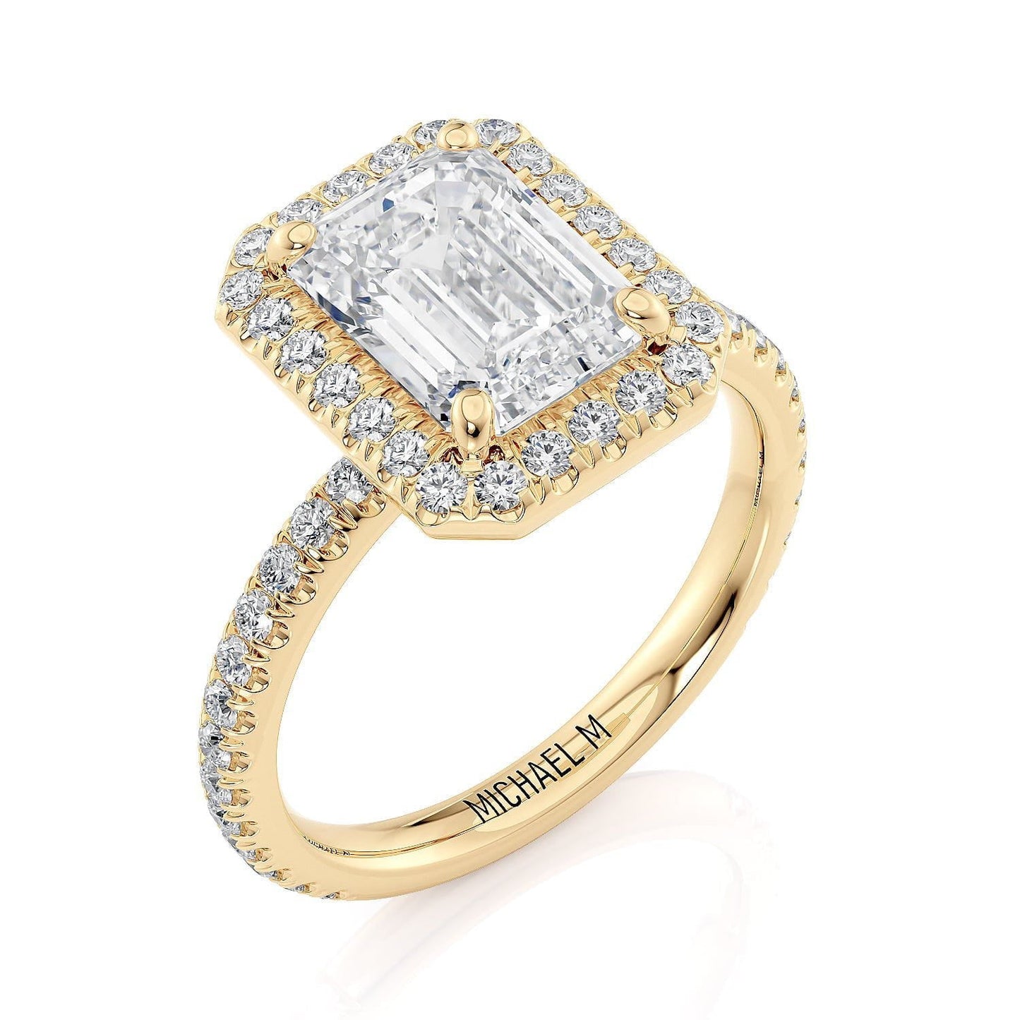 MICHAEL M Engagement Rings 18K Yellow Gold Europa R777-3 Emerald