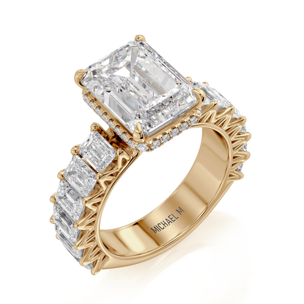 MICHAEL M Engagement Rings 18K Yellow Gold Meksian R904-3 Emerald