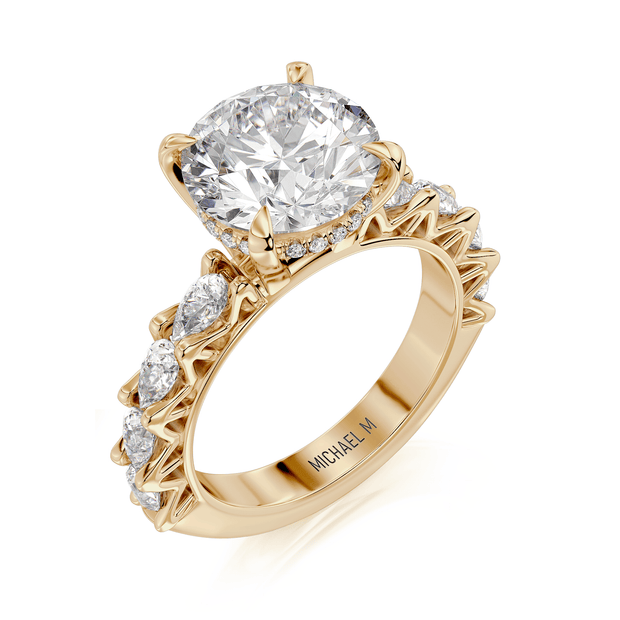 MICHAEL M Engagement Rings 18K Yellow Gold Meksian R905-3 Round