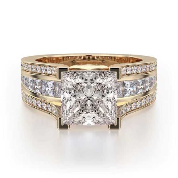 MICHAEL M Engagement Rings 18K Yellow Gold Princess R465-2 R465-2YG