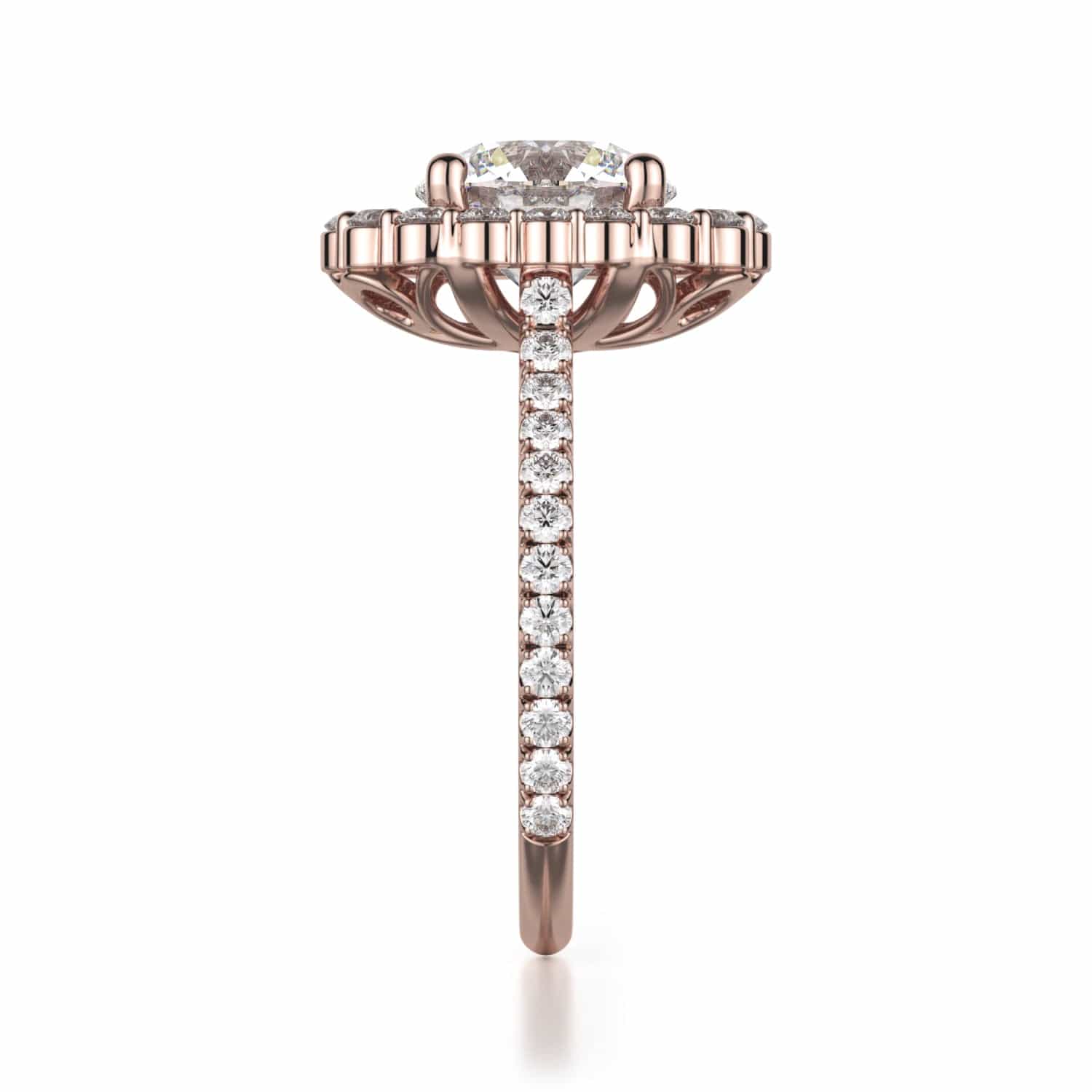 MICHAEL M Engagement Rings DEFINED R739 Brilliant Round with a Graduated Halo