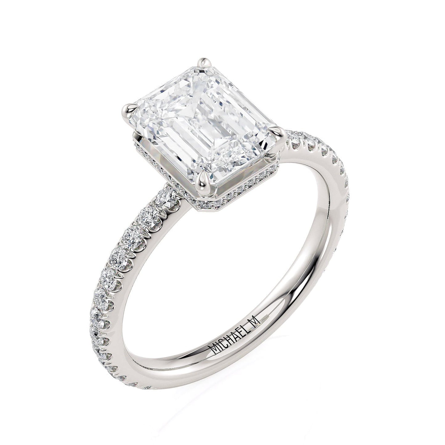 MICHAEL M Engagement Rings Platinum CROWN R715-2 Emerald R715-2EMP