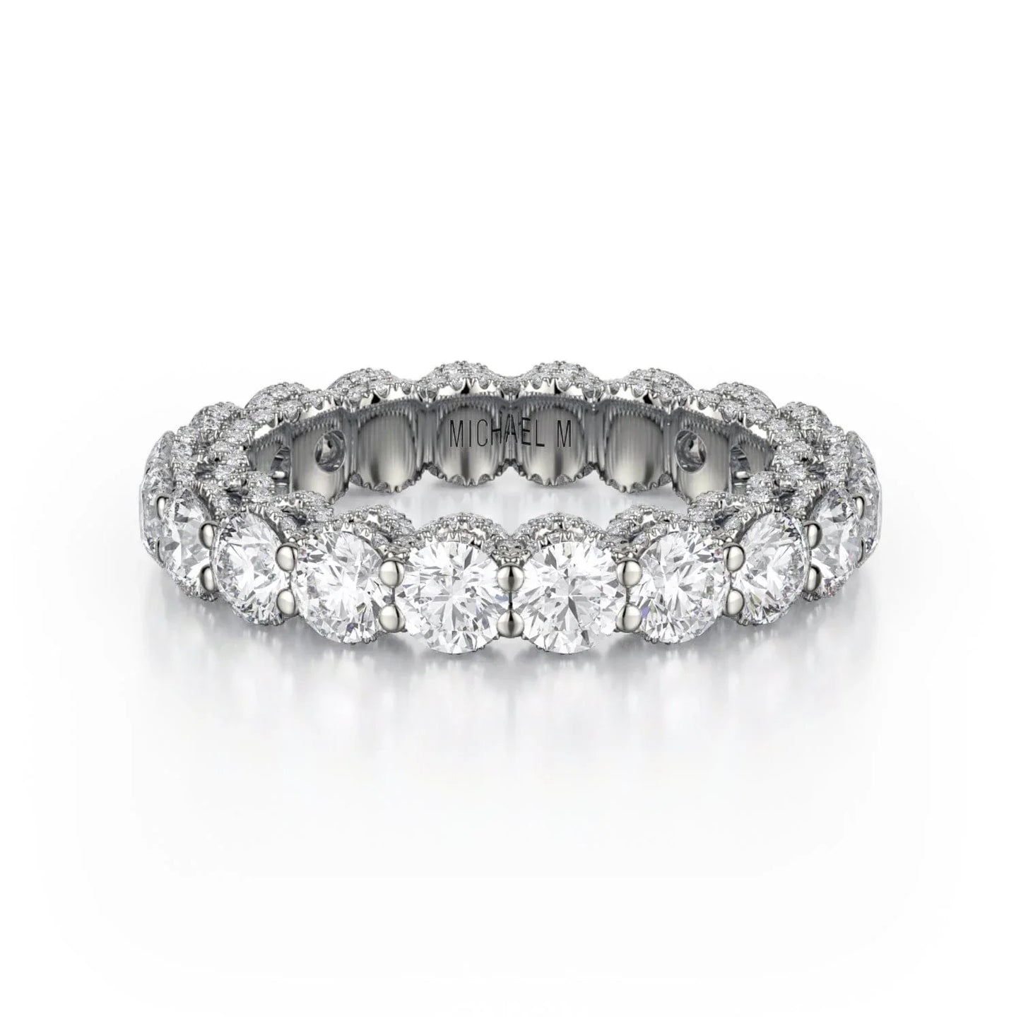MICHAEL M Wedding Bands 18K White Gold Crown Band B328 B328