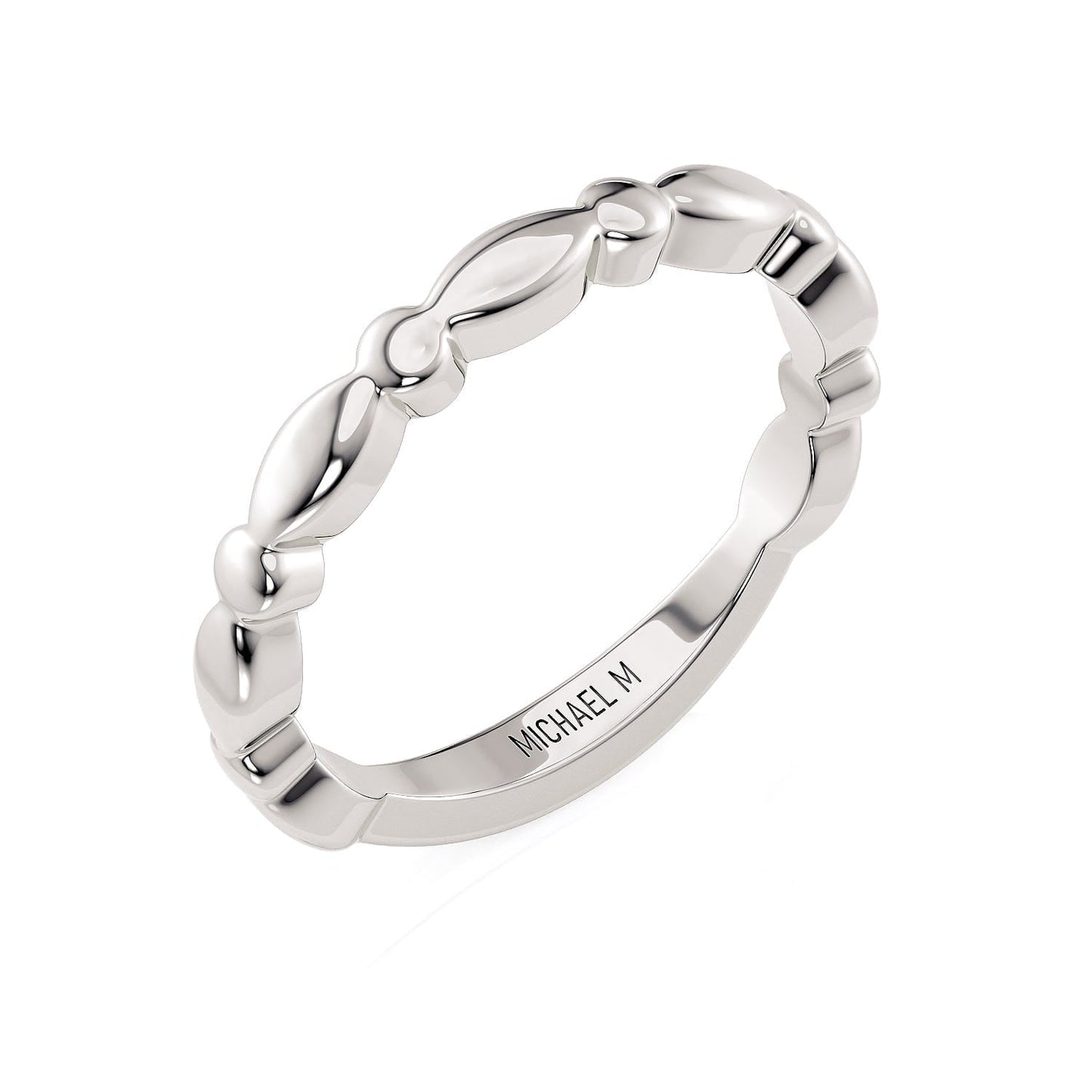 MICHAEL M Wedding Bands 18K White Gold Wedding Band R829B