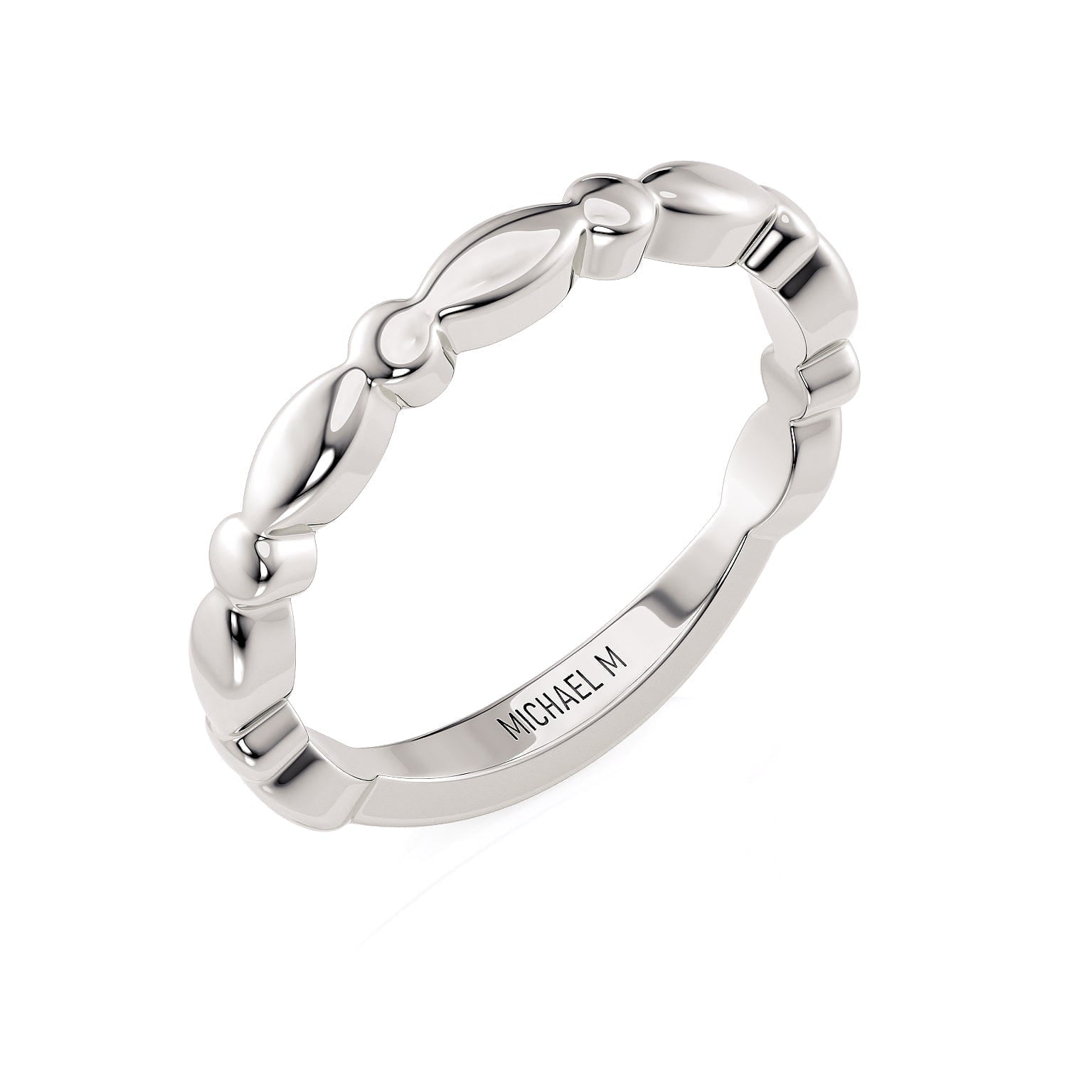 MICHAEL M Wedding Bands 18K White Gold Wedding Band R829B