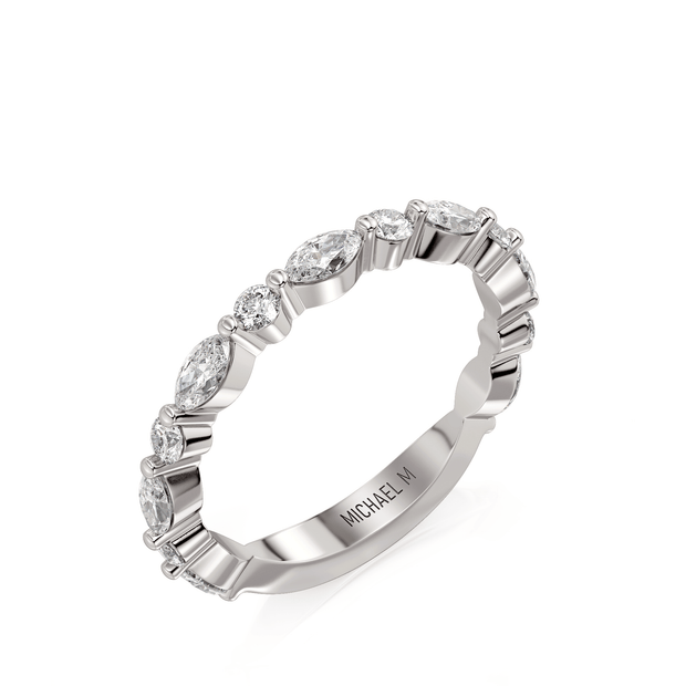 MICHAEL M Wedding Bands 18K White Gold Wedding Band R831B