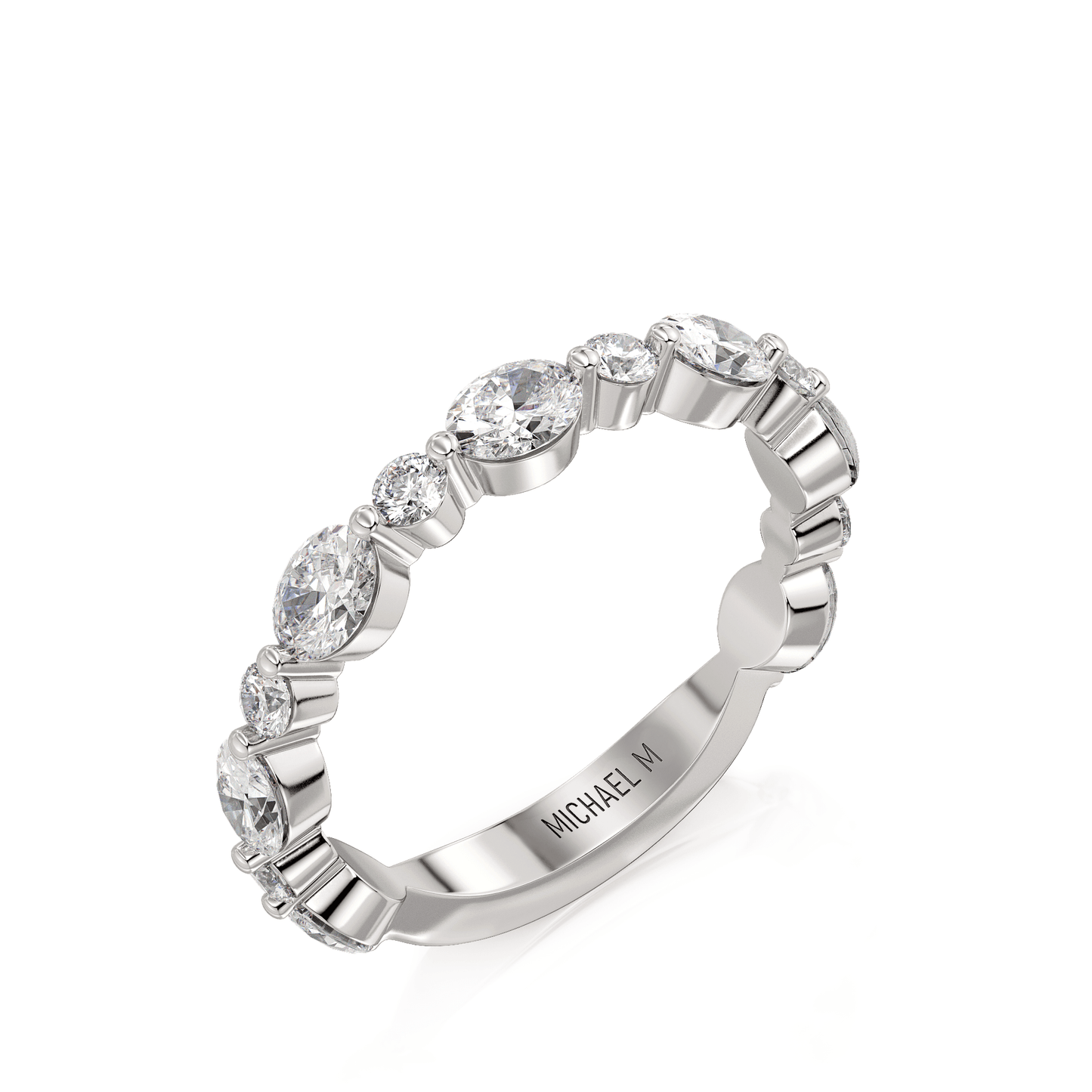 MICHAEL M Wedding Bands 18K White Gold Wedding Band R833B