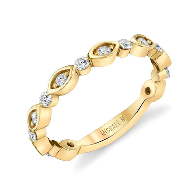 MICHAEL M Wedding Bands 18K Yellow Gold Marquise Round Diamond Band B312