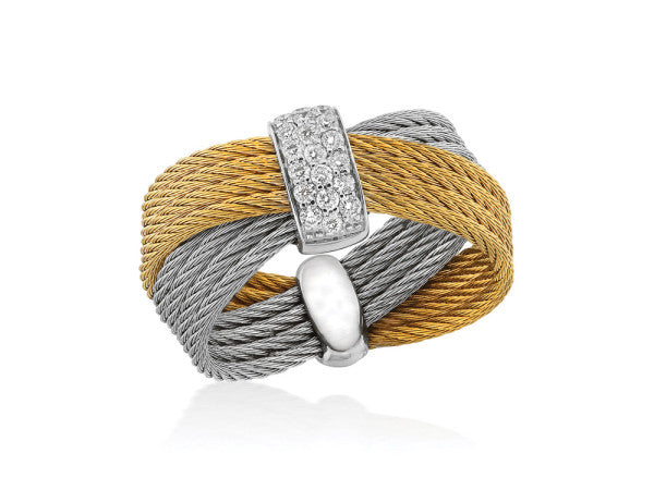 Alor Classique Yellow & Grey Cable Ring