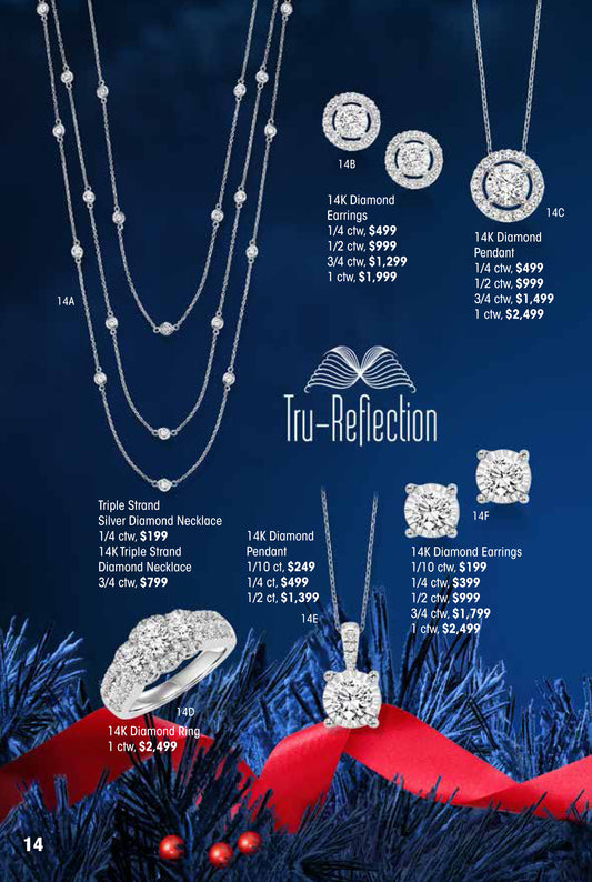 TruReflection 14k Diamond Earrings 1/10 ctw Holiday Catalog 14F