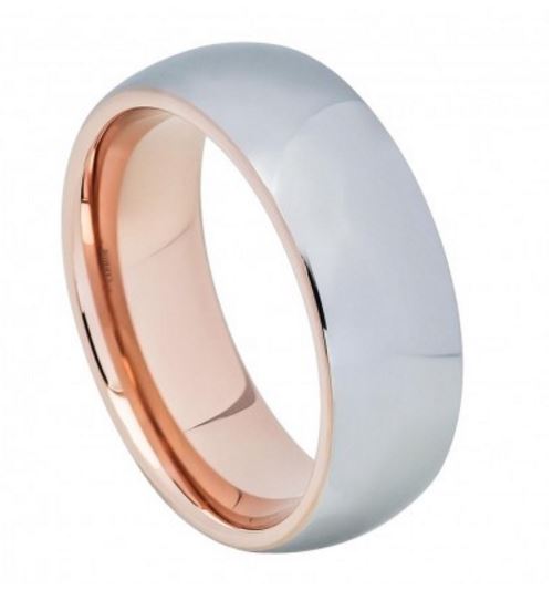 TwoTone Rose Tungsten Domed TR740